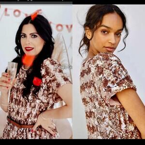 Maeve Bernadette Sequin Tiered Midi Dress